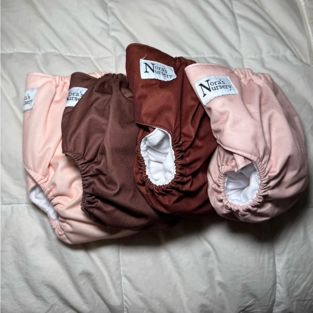 Nora’s Nursery 4 count pocket Neutral beige cloth diapers